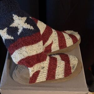 Muk Luks Red, White, and Blue Star Slippers